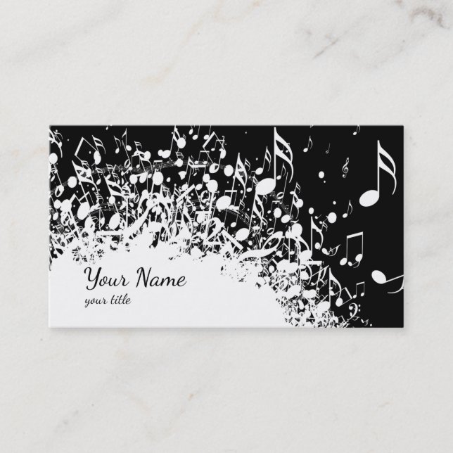black and white music explosion design business card (Front)
