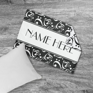 Black And White Music Hearts Pattern Pillowcase