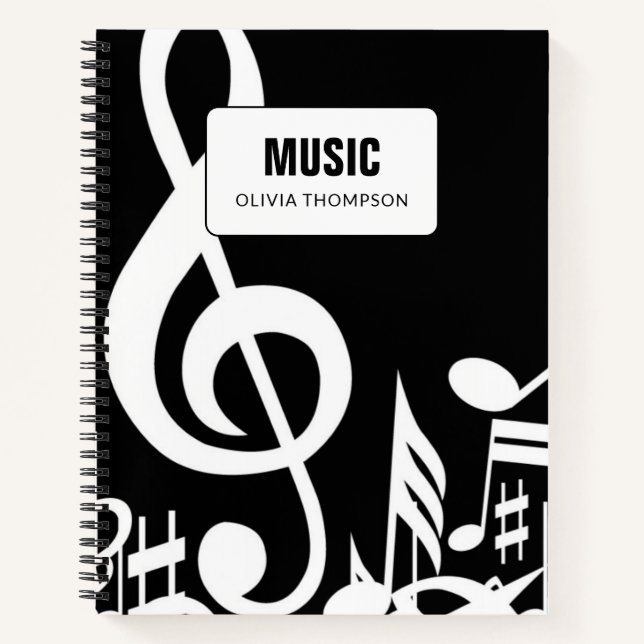Black and White Music Lesson Composition Book (Front)