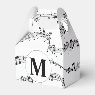 Black and White Music Note Monogram Favour Box