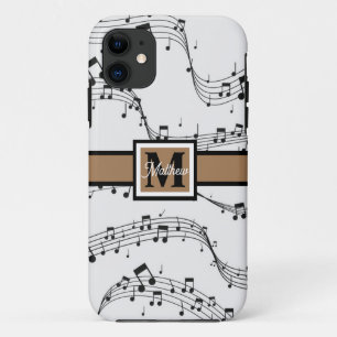Black and white Music note Musician Monogram    iPhone 11 Case