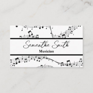 Black and White Music note Musician Music Teacher Business Card