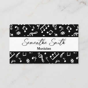 Black and White Music note Musician Music Teacher Business Card
