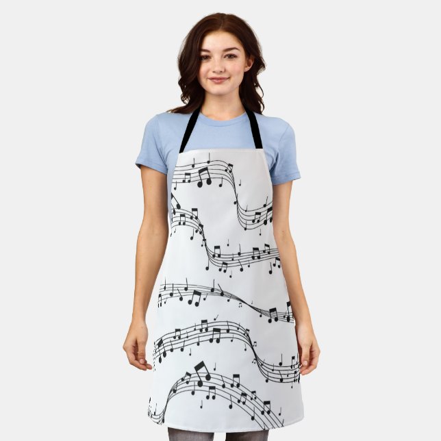 Black and White music note Pattern musician    Apron (Worn)