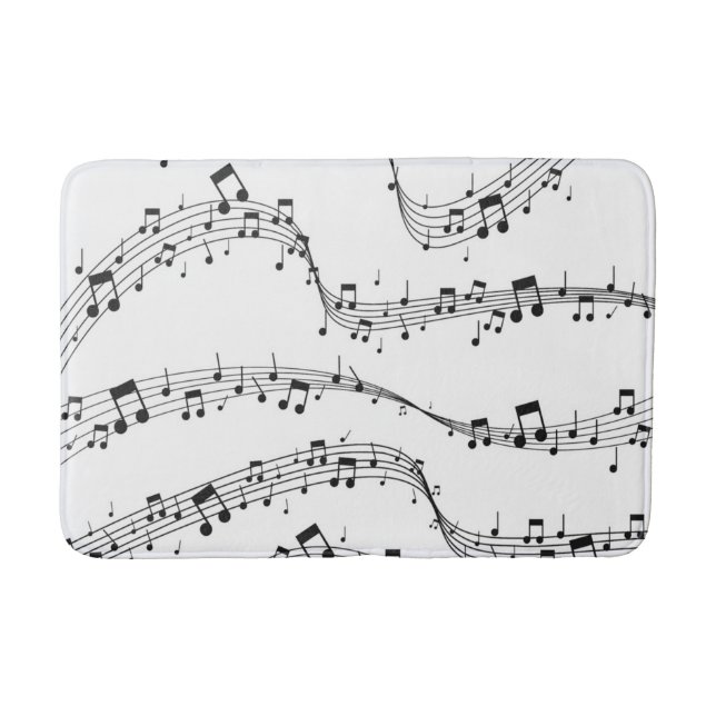 Black and White music note Pattern musician     Bath Mat (Front)
