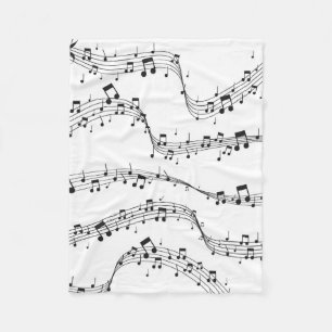 Black and White music note Pattern musician  Fleece Blanket