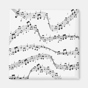Black and White music note Pattern musician  Magnet