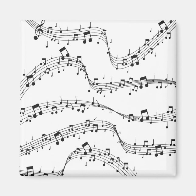 Black and White music note Pattern musician  Magnet (Front)