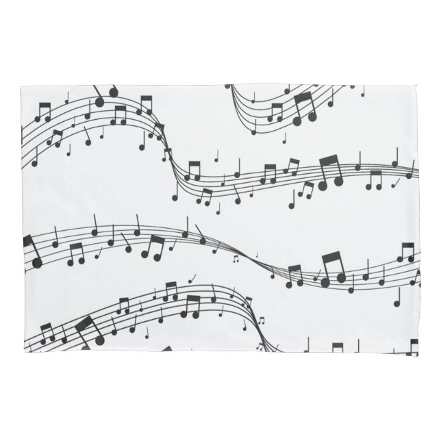 Black and White music note Pattern musician   Pillowcase (Front)