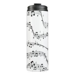 Black and White music note Pattern musician Thermal Tumbler