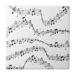 Black and White music note Pattern musician    Tile