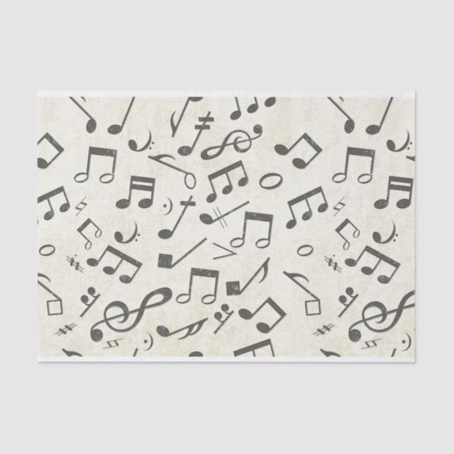Black and White music note Pattern musician    Tissue Paper (Front)