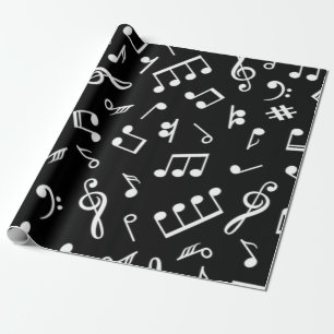 Black and White music note Pattern musician     Wrapping Paper