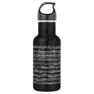 Black and white music notes 532 ml water bottle