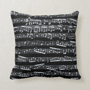Black and white music notes cushion