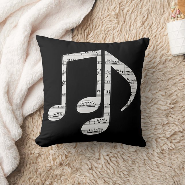 Black and White Music Notes Cushion (Blanket)