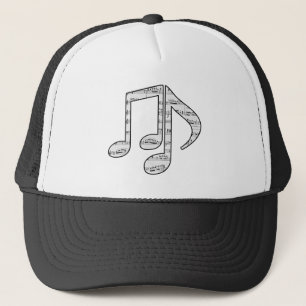 Black and White Music Notes Hat