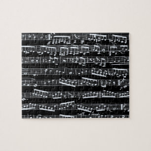 Black and white music notes jigsaw puzzle