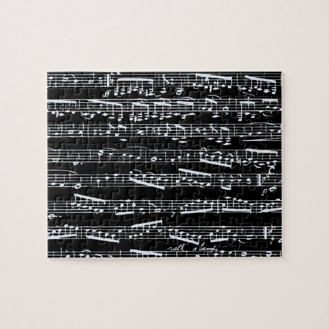 Black and white music notes jigsaw puzzle (Horizontal)