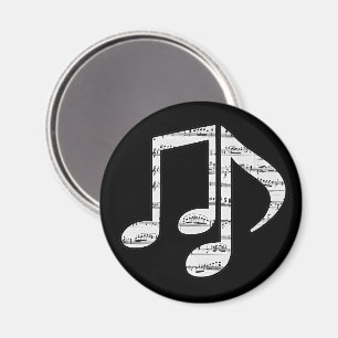 Black and White Music Notes Magnet