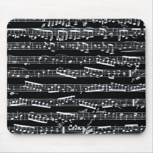 Black and white music notes mouse mat