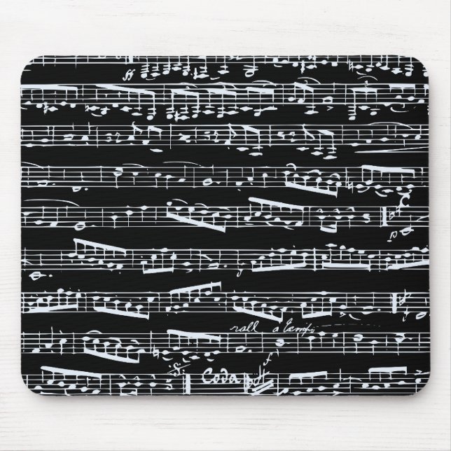 Black and white music notes mouse mat (Front)