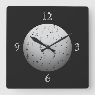 Black and White Music Notes> Music Wall Clocks