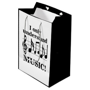 Black and White Music Notes Musician Party Medium Gift Bag