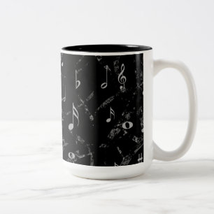 Black and White Music Notes Pattern Coffee Mug