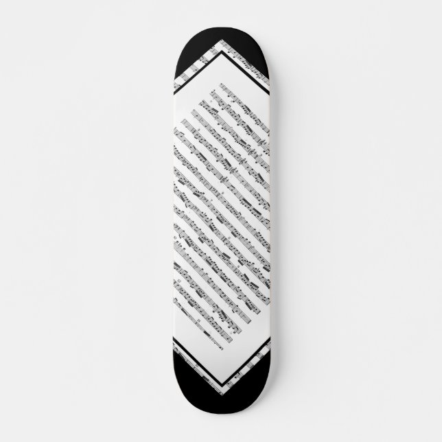 Black and White Music Pattern Customisable Deck 1 Skateboard (Front)