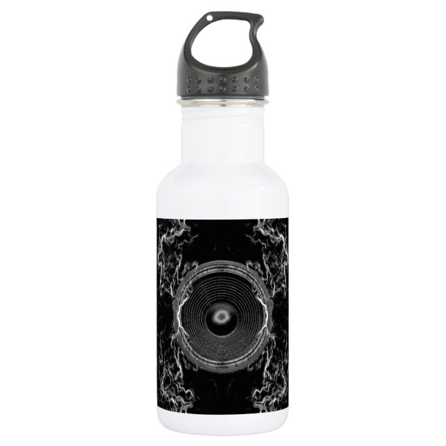 Black and white music speaker 532 ml water bottle (Front)