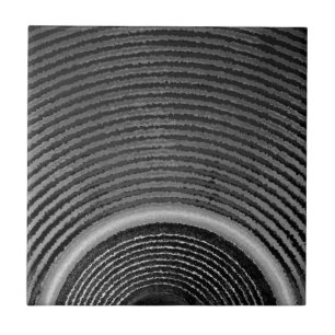Black and white music speaker and sound waves tile