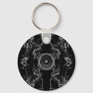 Black and white music speaker key ring