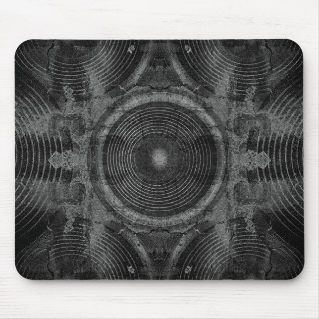 Black and white music speakers mouse mat (Front)
