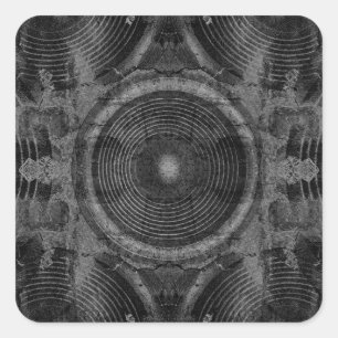 Black and white music speakers square sticker