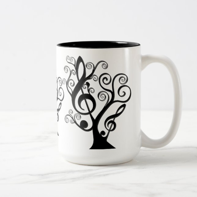 Black and White Music Treble Clef Tree Mug (Right)