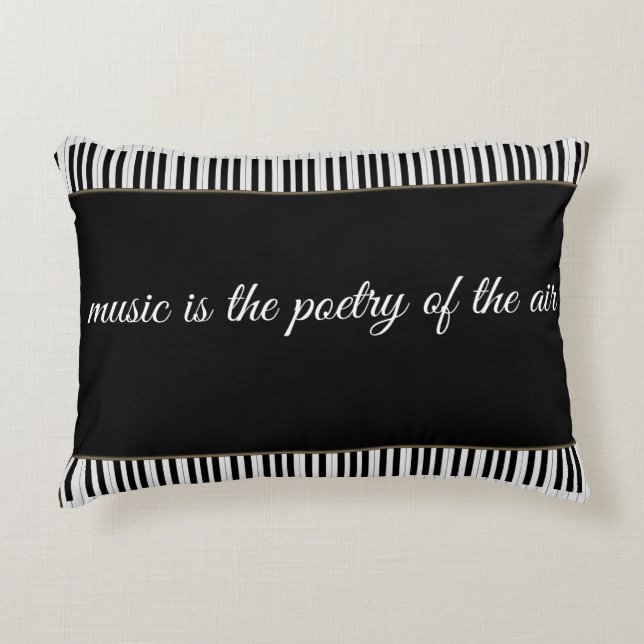 Black and White Music with Quote Decorative Cushion (Front)