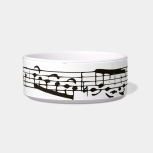 Black and white musical notes bowl