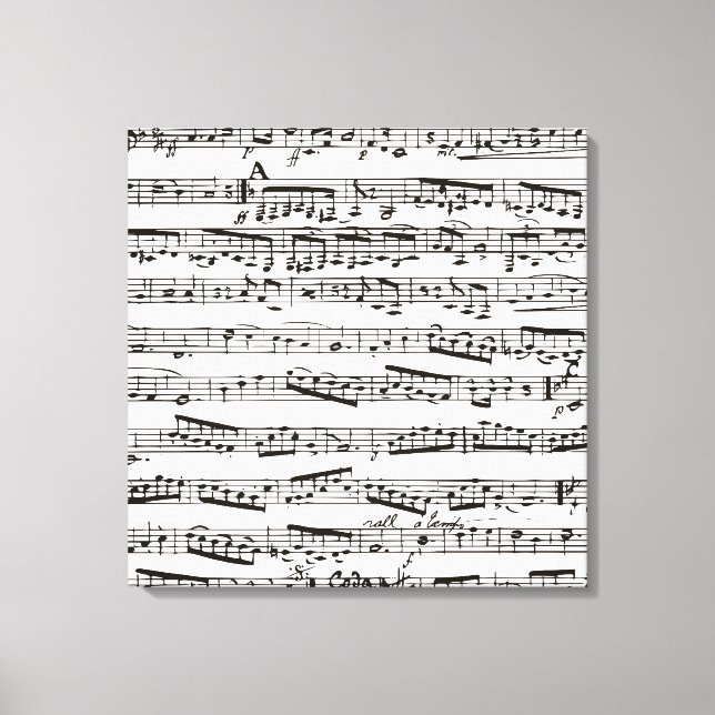 Black and white musical notes canvas print (Front)