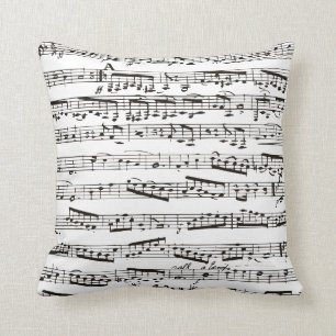 Black and white musical notes cushion