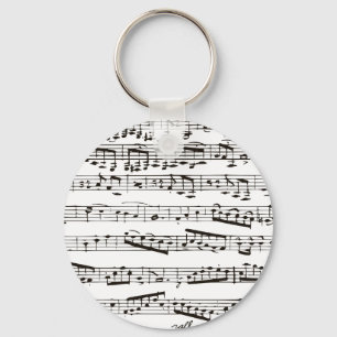 Black and white musical notes key ring