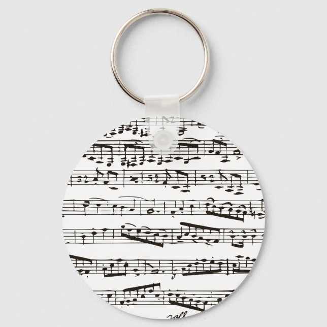 Black and white musical notes key ring (Front)