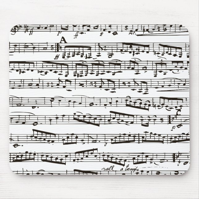 Black and white musical notes mouse mat (Front)