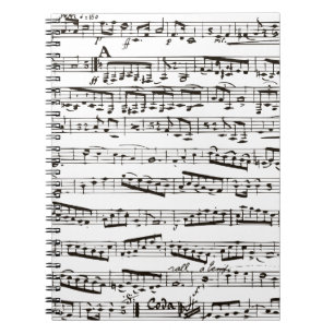 Black and white musical notes notebook