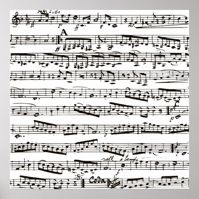 Black and white musical notes poster (Front)