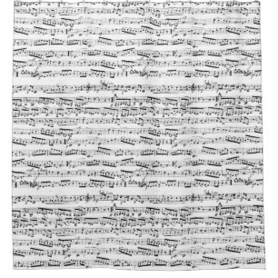 Black and white musical notes shower curtain