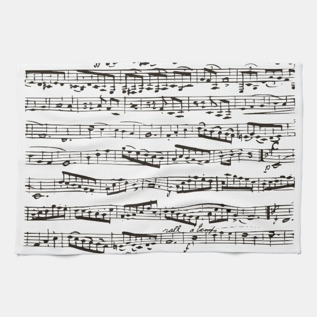Black and white musical notes tea towel (Horizontal)