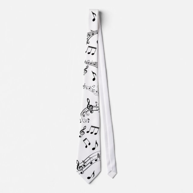 Black and White Musical Notes Tie (Front)