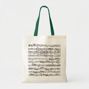 Black and white musical notes tote bag