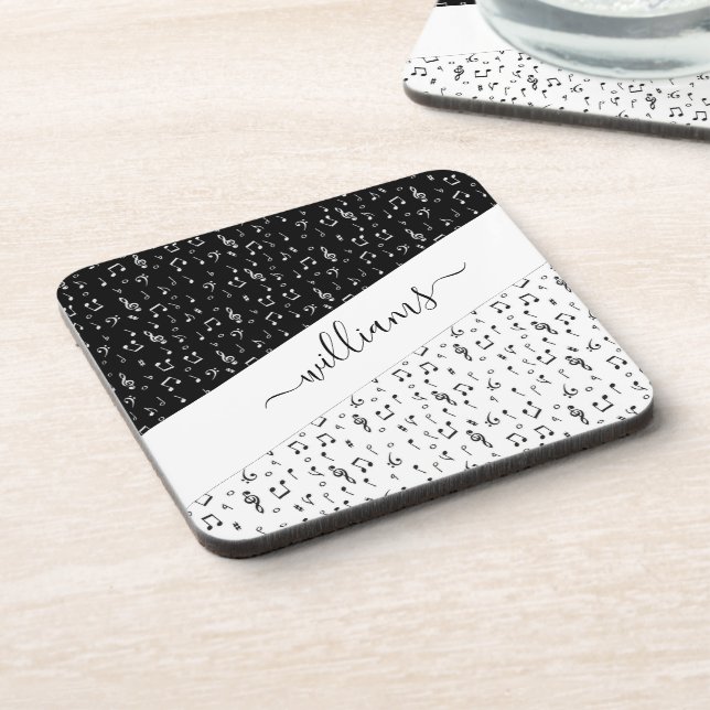 Black and white musical personalised   coaster (Left Side)